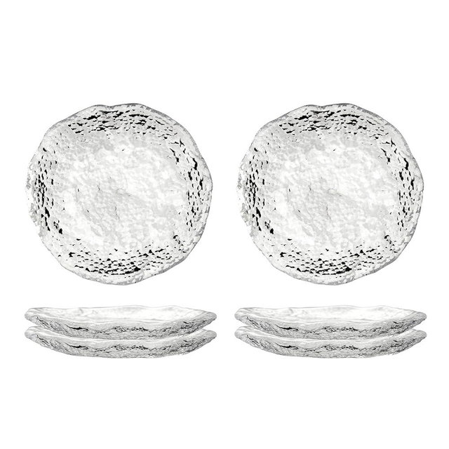 Soy Sauce Dishes, Small Dipping Sauce Cups and Bowls, 3.1 Inch Clear Serving Dishes for Condiments, Snacks, Set of 6, Handblown Glass Sauce Dipping Bowls (6, Glacier-Textured)
