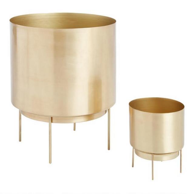 Brushed Gold Planter with Stand Floor Planter