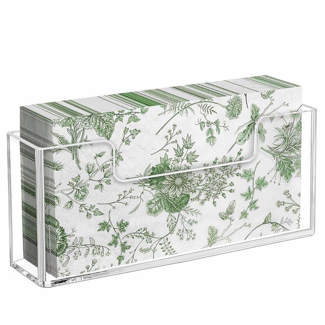 HBlife Acrylic Guest Towel, Paper Napkin Holder for Bathroom - Clear Waterproof Vertical Stand, Disposable Paper Hand Towel Dispenser, Modern Table Tray for Kitchen, Home, Hotel, Office