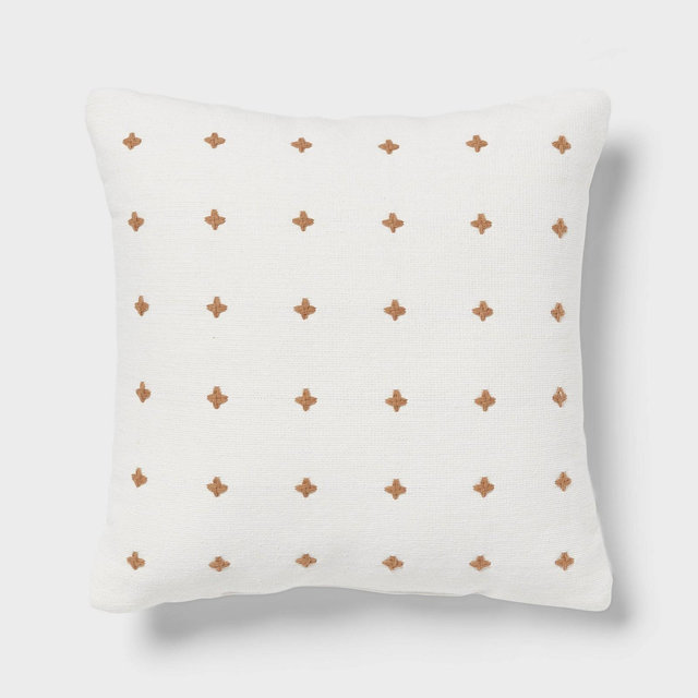 Plus Stitch Square Edge Pillow Ivory/Light Brown - Threshold™