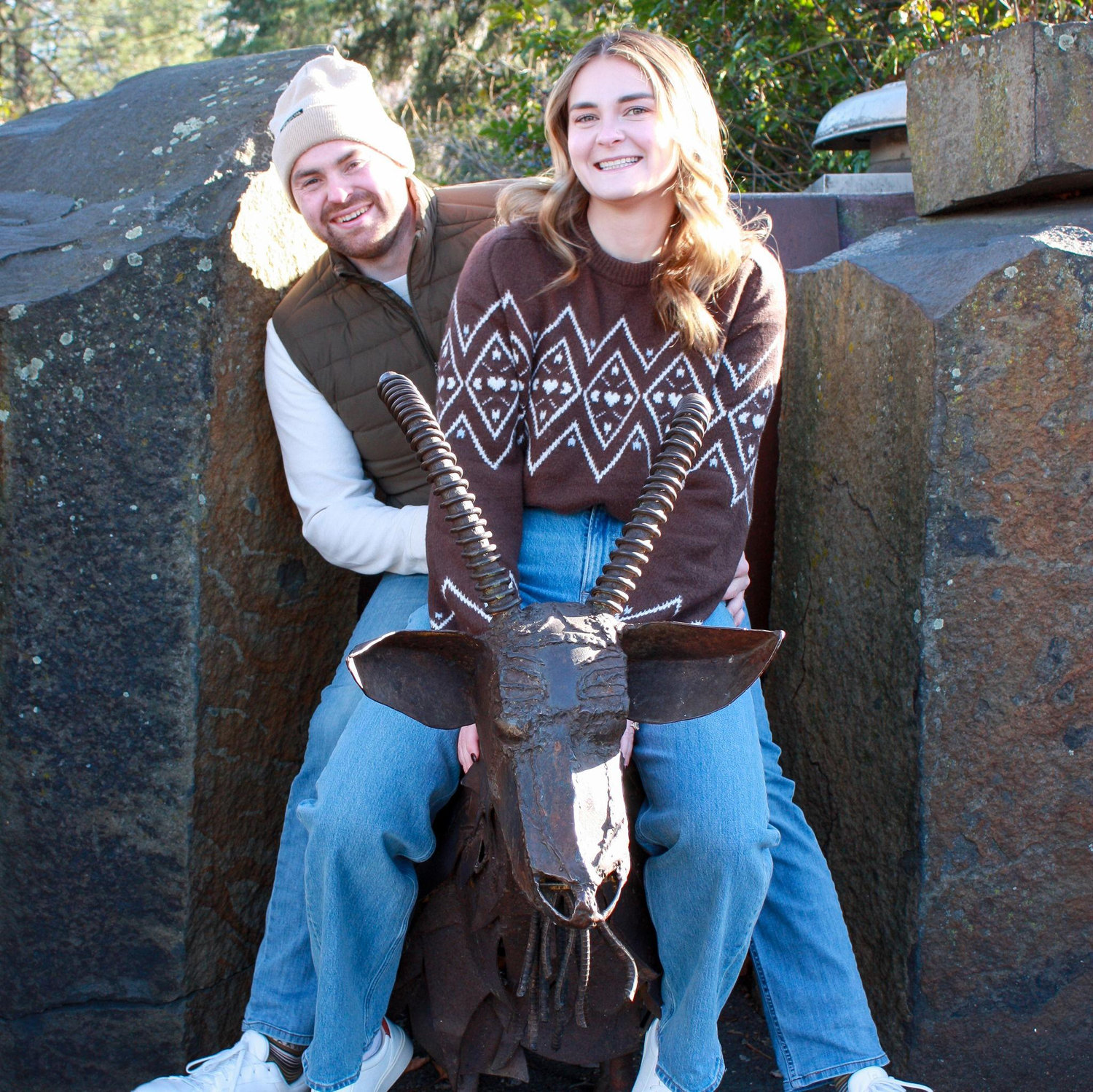 Just two Spokane kids with the iconic garbage goat.