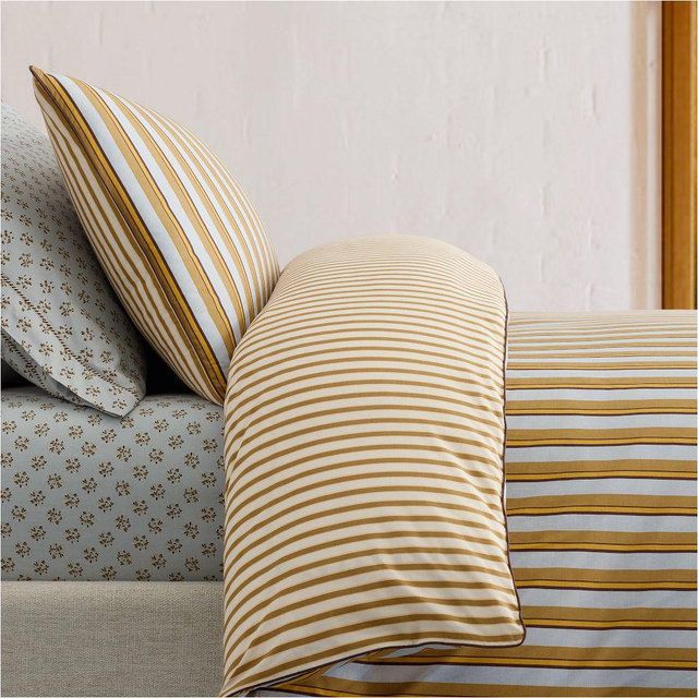 Emma Chamberlain Reversible Multi-Stripe Duvet, King/Cal.King, Celadon