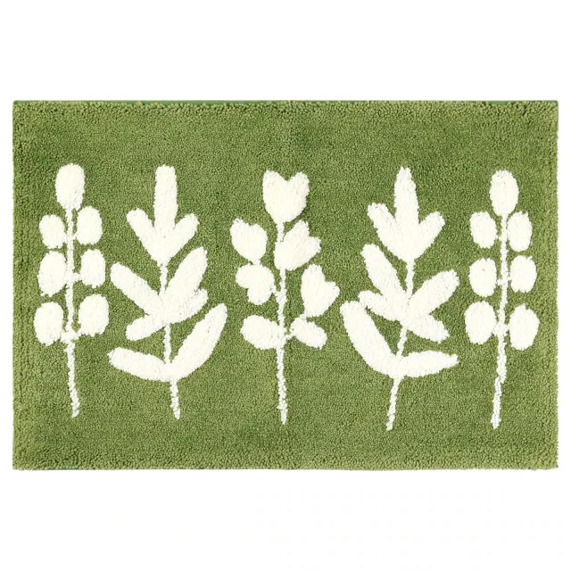 Unique Bargains Soft Plush & Fluffy Reversible Non-Slip Extra Thick Microfiber Printing Quick Dry Bathroom Mat Leaves-2 18" x 26"