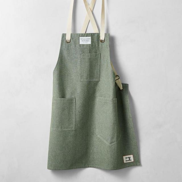 Crossback Chambray Apron, Green