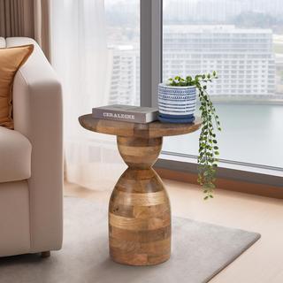 Natural Mango Wood Pedestal Side Table