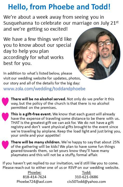 The Wedding Website of Phoebe Carter and Todd Richards