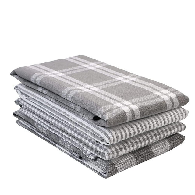 LANE LINEN Kitchen Towels Set - Pack of 4 Cotton Dish Towels for Drying Dishes, 18”x 28”, Kitchen Hand Towels, Tea Towels, Dish Towels for Kitchen, Quick Drying Kitchen Towel Set - Slate Grey