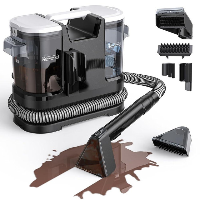 WELSAUBER Couch Cleaner Machine 600W - 15Kpa Suction Upholstery Cleaner Machine, Handheld Portable Carpet Cleaner with Self-Cleaning and Motor for Pet Stain, Couch, Stair, Car Seat and Area Rug