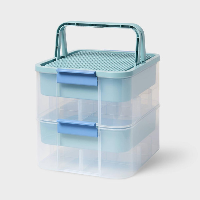 Building Brick Play Latching Stacking Storage Blue - Brightroom™