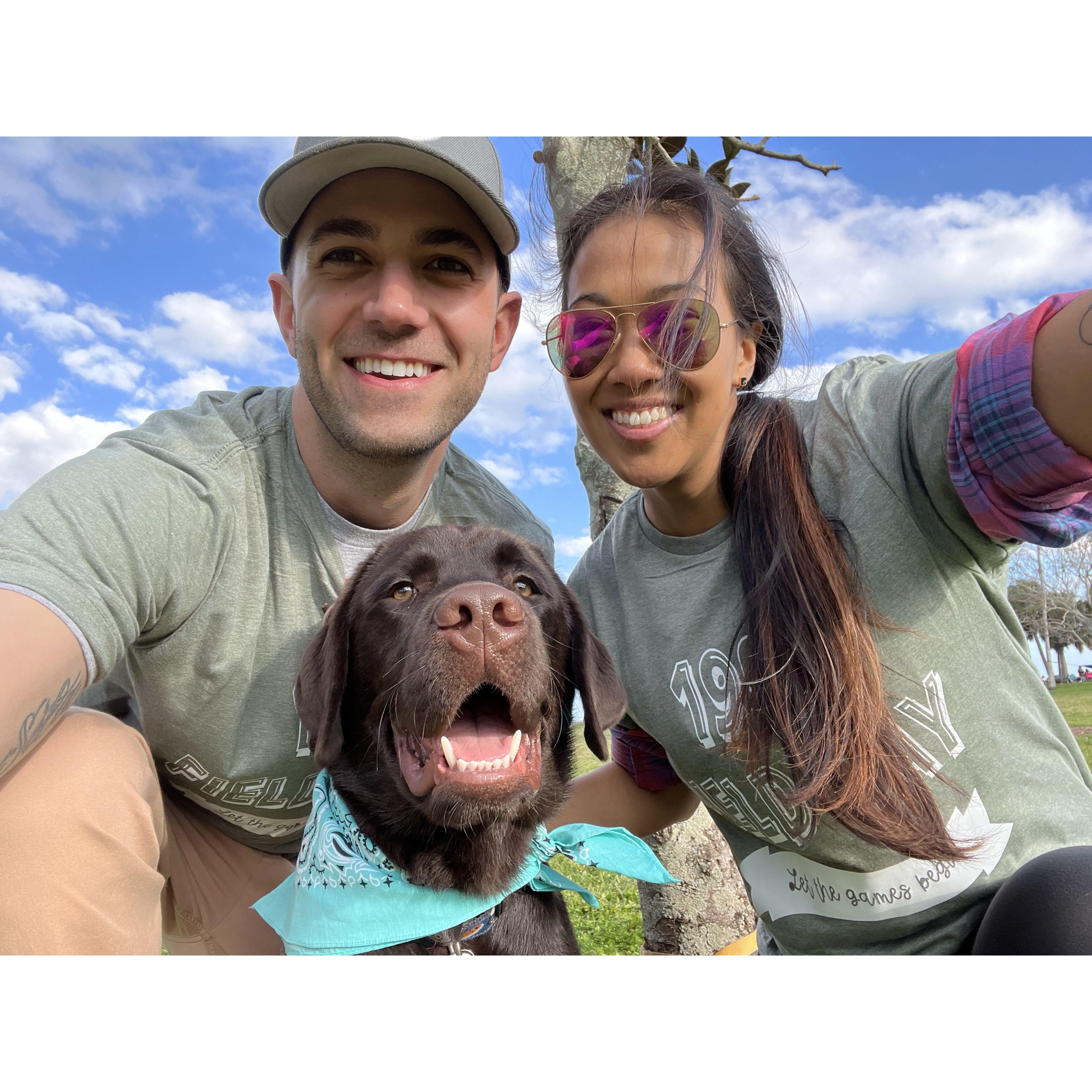 Last year we got a chocolate puppy Moose!