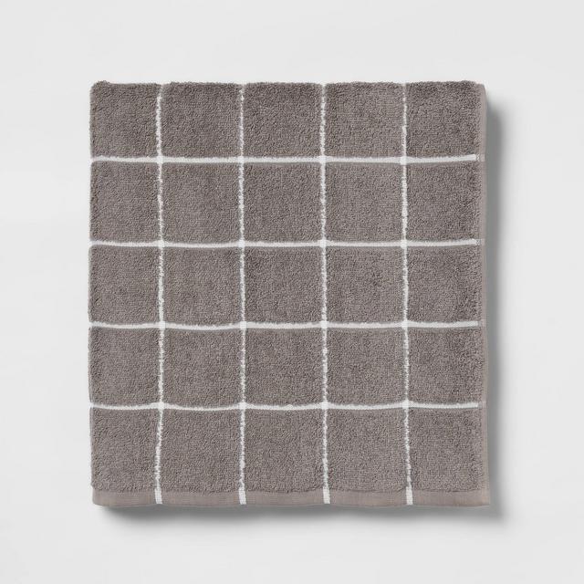 XL Everyday Grid Bath Towel Dark Gray - Room Essentials™