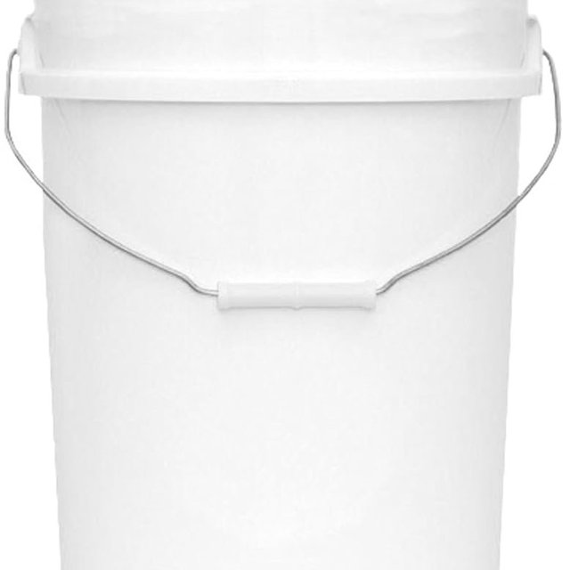 MKS Plastics 5-Gallon Bucket Only – No Lid Included, Made in USA, Food Grade BPA Free Plastic, Heavy Duty Multi-Use, Metal Handle with Grip, Stackable Storage – White, 1 Pack