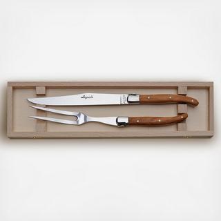 Laguiole Olive Wood Carving Set in a Clasp Box