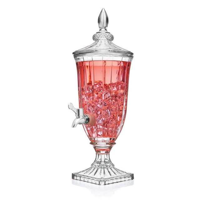 Godinger Beverage Dispenser, 60oz - Glass Drink Dispenser for Parties - Wide-Mouth Sun Tea, Iced Tea, Water, Kombucha