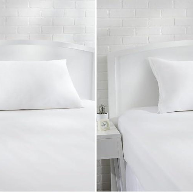 Amazon Basics King Pillow Pillowcases with Zipper, 100% Cotton Hypoallergenic, Pillow Protector, White (37 x 21 Inches), Pillows Not Included (Pack of 2)