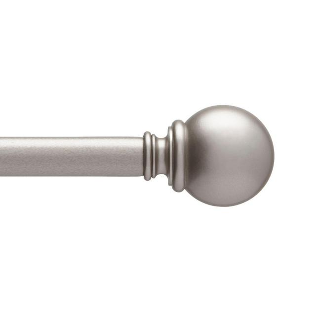 Café Ball Finial 28 to 48-Inch Adjustable Curtain Rod in Nickel