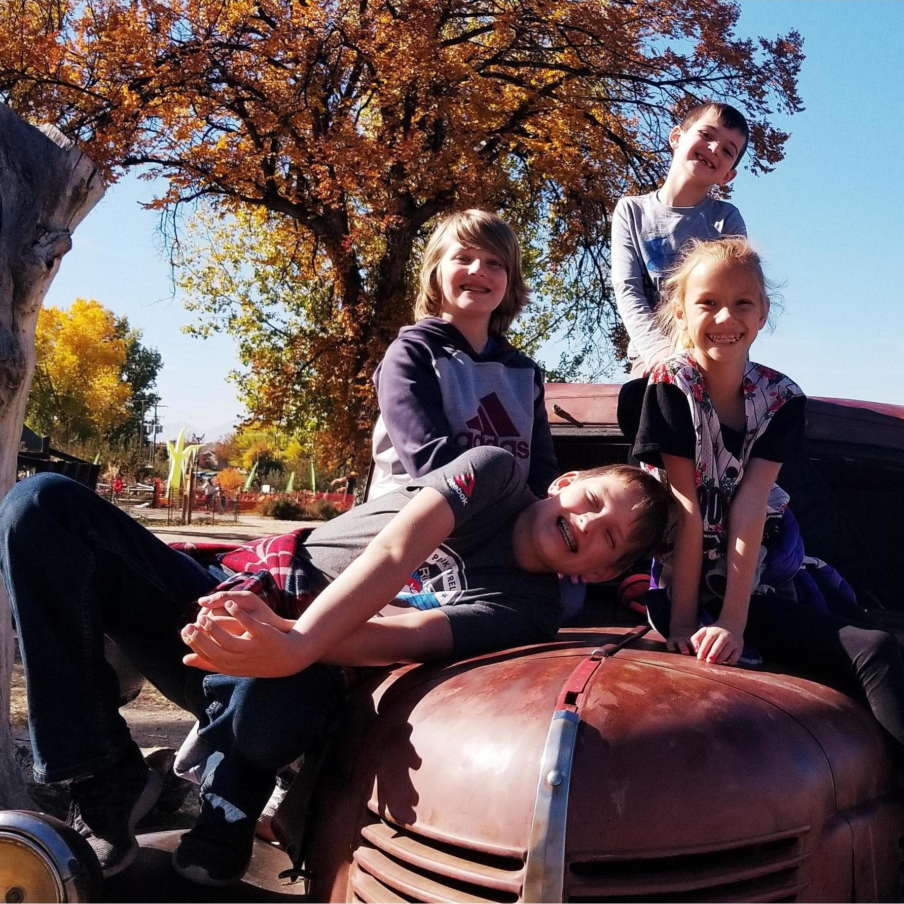 JJ, Russell, Noah and Trinity at Wheeler Farm - October 2018