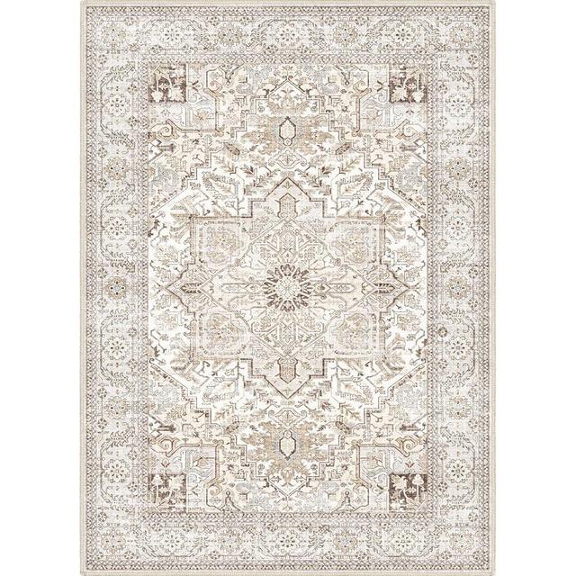 Fortsea Area Rug 9x12 for Living Room, Large Cream Area Rugs, Large Rugs for Living Room,Washable Area Rug (Cream 9x12)