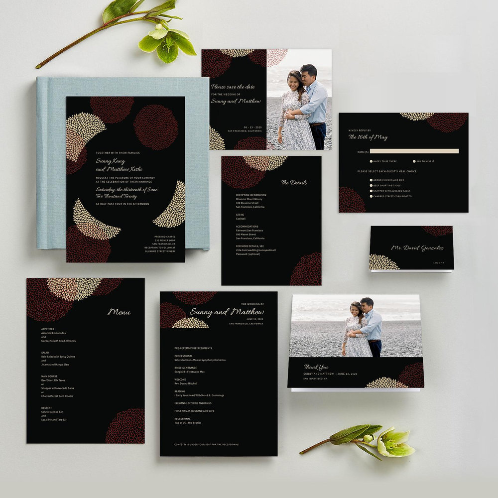 Mikasa Bloom | Black | Zola Wedding Invitations