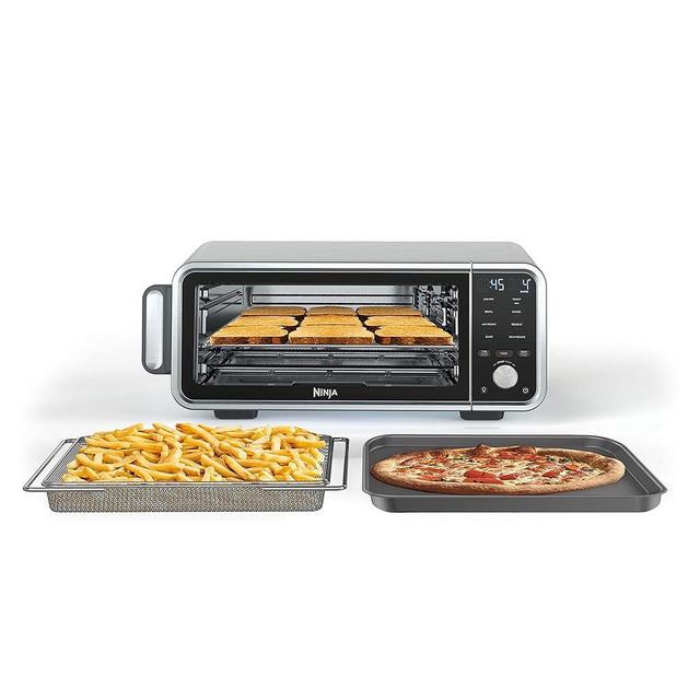 Ninja SP201 Digital Air Fry Pro Countertop 8-in-1 Oven with Extended Height, XL Capacity, Flip Up & Away Capability for Storage Space, Basket, Wire Rack Crumb Tray, Silver (Renewed), Black