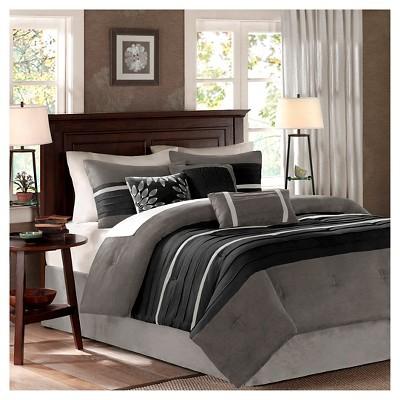 Black/Gray Dakota Microsuede Comforter Set California King 7pc 7pc
