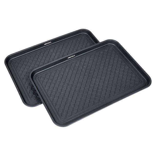 GREAT WORKING TOOLS Boot Trays Set of 2 Heavy Duty Shoe Trays All Season Pet Feeding Trays Snow Mat for Muddy Shoes Wet Boots - Black, 23.75" x 15.5" x 1.25"