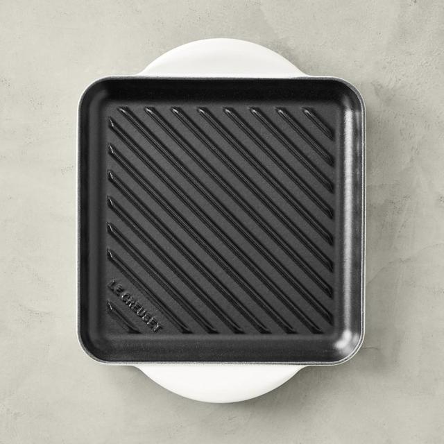 Le Creuset Enameled Cast Iron Square Grill, 9 1/2", White