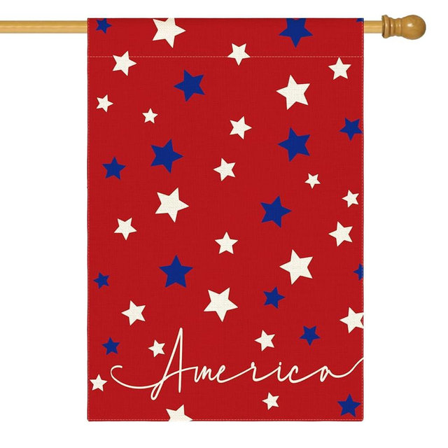 AVOIN colorlife 4th of July America House Flag 28x40 Inch Double Sided Outside, Independence Day Patriotic Stars Yard Outdoor Decoration