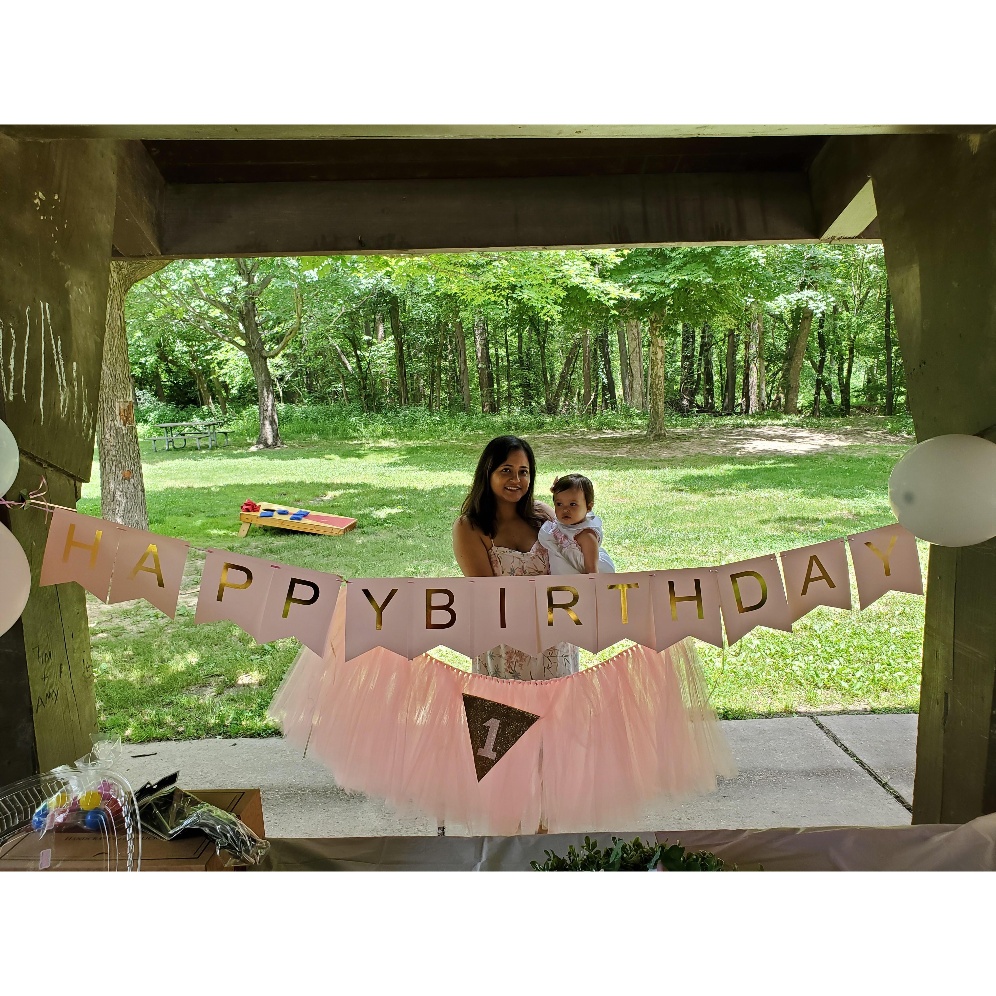 Kirtee with Kiara at her 1st birthday party!