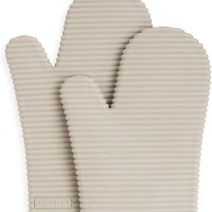 KITCHENAID Ribbed Soft Silicone Oven Mitt 2-Pack Set, 7.5"x13", Milkshake