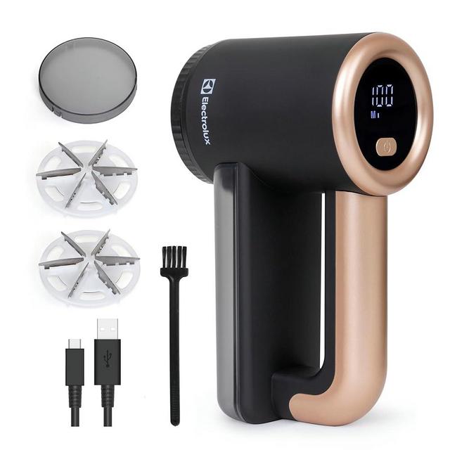 Electrolux Rechargeable Fabric Shaver & Lint Remover for Clothes, Furniture, Sofas, Blankets | with LED Display, 3-Speed Portable Electric Fur Zapper & Pill Cutter - Removes Lint, Pill, & Fuzz - Black
