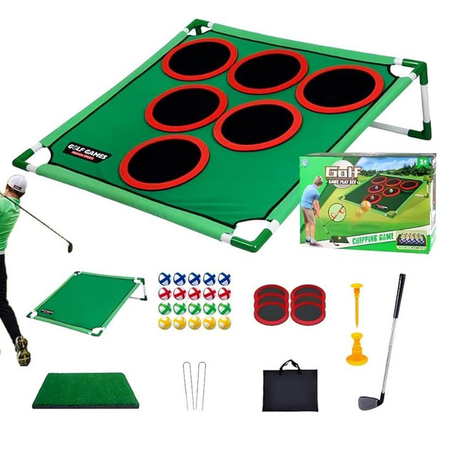 Battle Golf Game Play Set, Happy Yard Golf Game ,Golf Chipping Cornhole Games for Adults with 6 Hole Covers,20 Sticky Golf Balls, Compact and portable, Fun Golf Game Products for Outdoor & Indoor