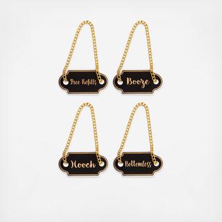 Jet Setter Decanter Tag, Set of 4