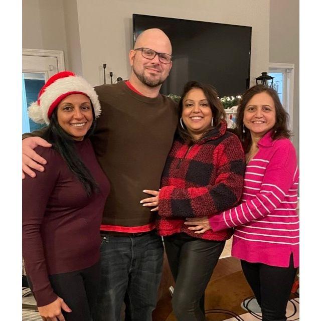 Travis with Preet's family for XMas. 