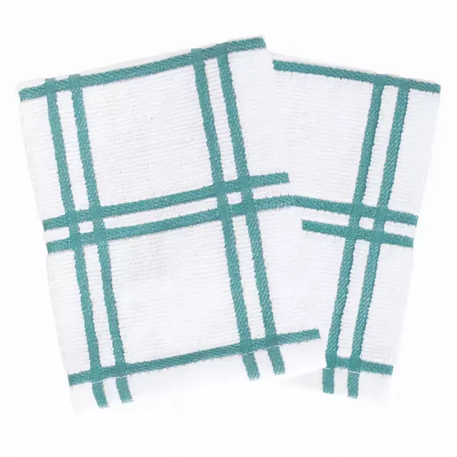 Our Table™ Everyday Plaid Dish Cloths in Teal (Set of 2)