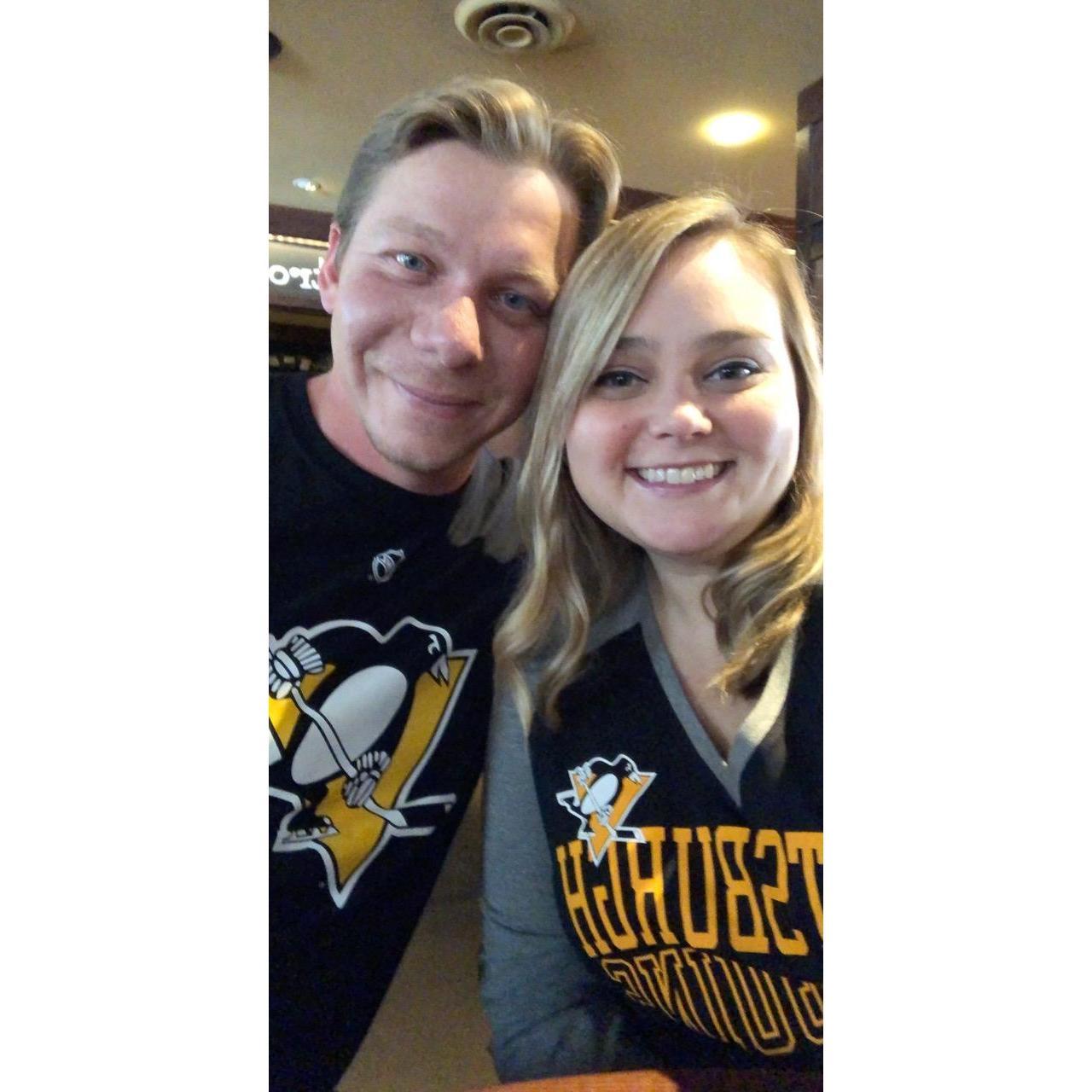 Penguin Game-his fave ice hockey team-Christmas present from his sister :)