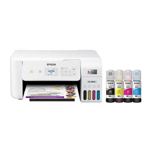 Epson EcoTank ET-2800 Wireless Color All-in-One Cartridge-Free Supertank Printer with Scan and Copy – The Ideal Basic Home Printer - White