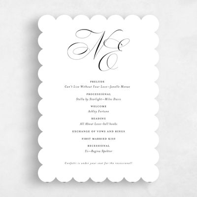 White Scalloped Wedding Program - Thorn