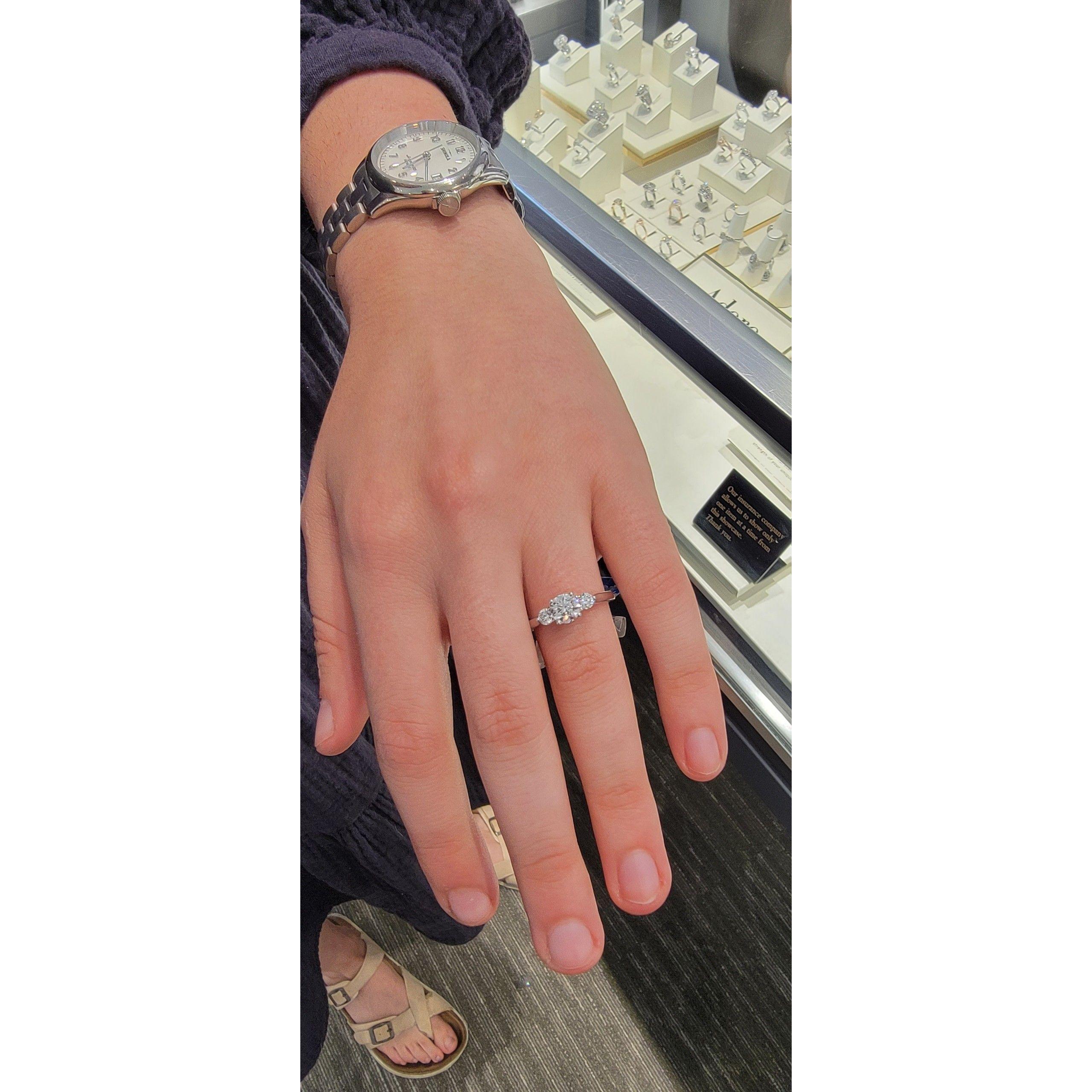 Gabi's first time trying on her engagement ring.