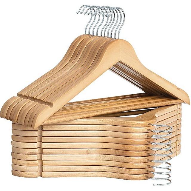 StorageWorks Wooden Coat Hanger, 20 Pack Heavy Duty Clothes Hangers, Natural Wood Hangers for Shirts, Jackets, Pants