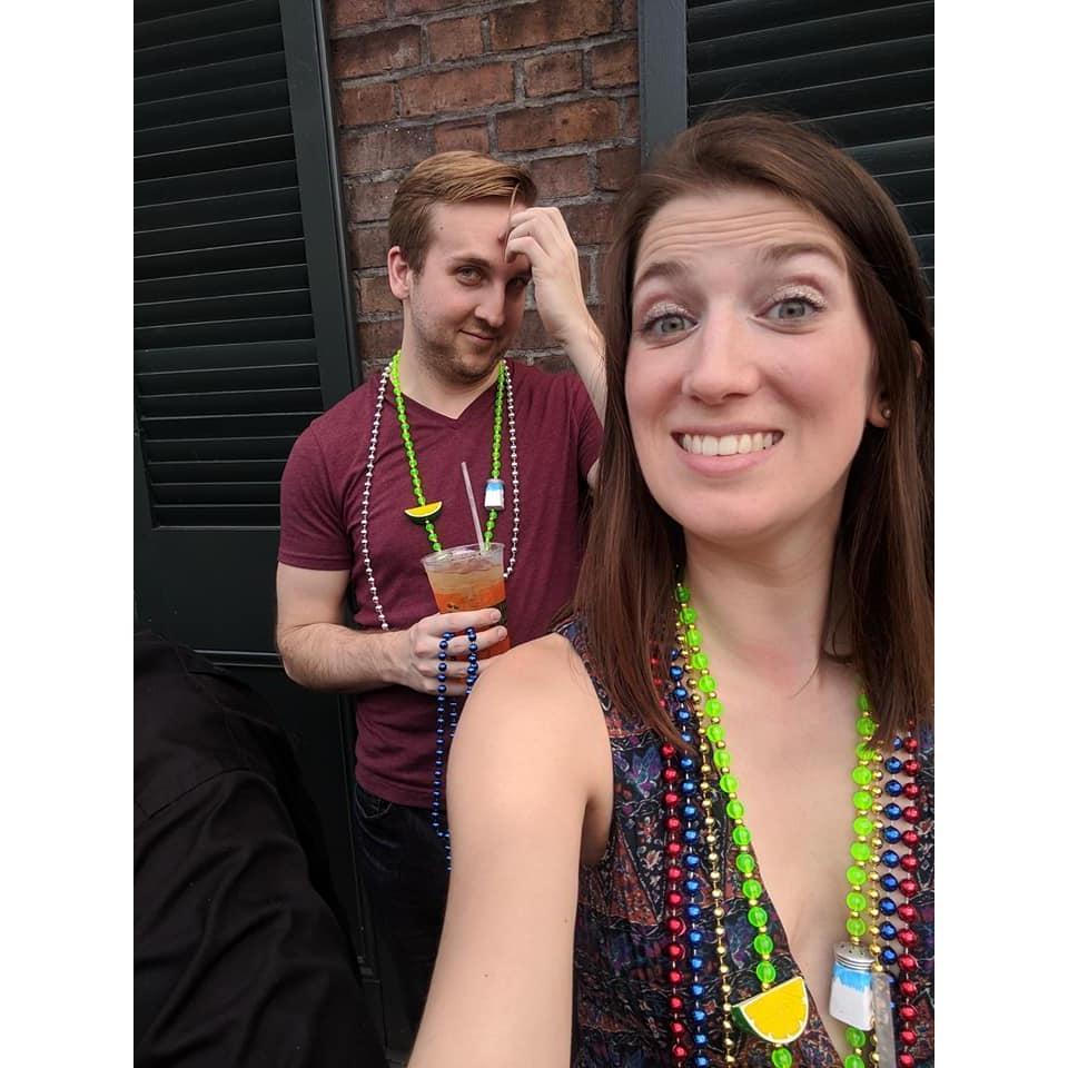Back to New Orleans for Mardi Gras, despite Chelsea having 5 stitches and having to change her bandage every 12 hours (2019).
