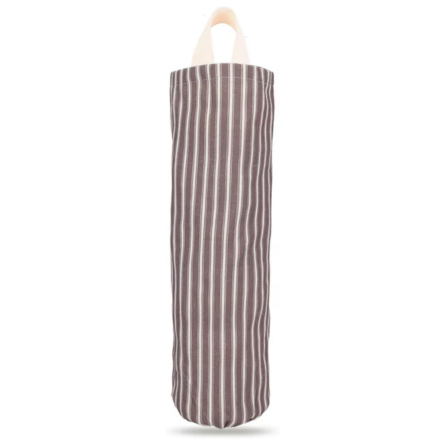 TOGETRUE Plastic Bag Holder, Wall Mount Grocery Bag Holder, Reusable Trash Bag Organizer for Home Kitchen Pantry Decor (Brown-White)