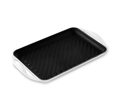 Le Creuset Cast-Iron Rectangular Skinny Grill, Matte White