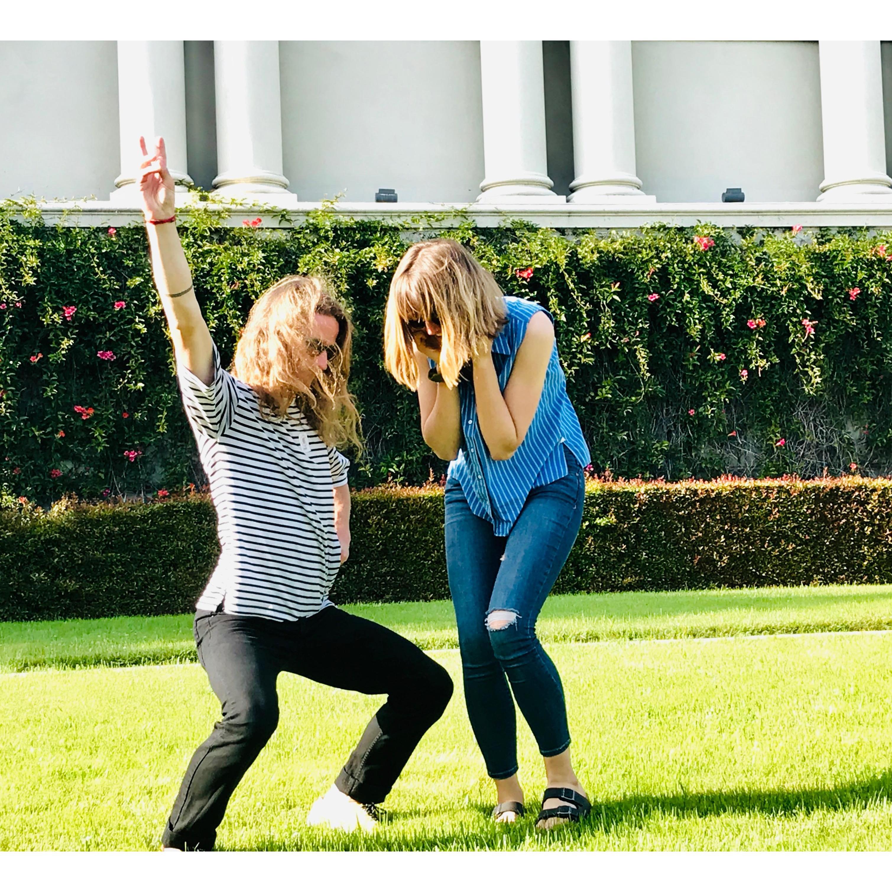 Rachel trying not to pee her pants from whatever Sam is doing