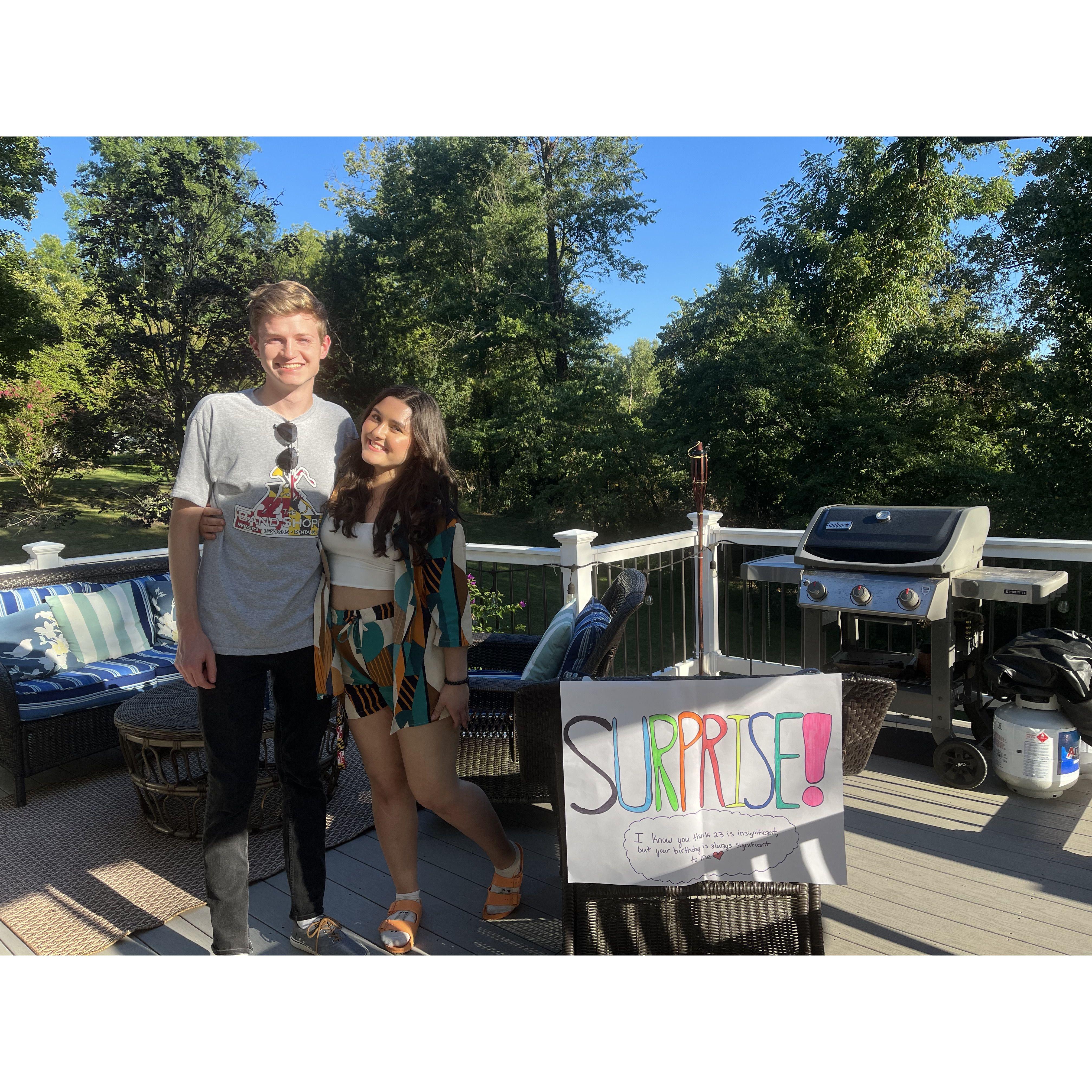 Angelica flew out Maryland to surprise Kurt for his birthday in 2023. She planned this with the help of his parents, Susan and Kyle.