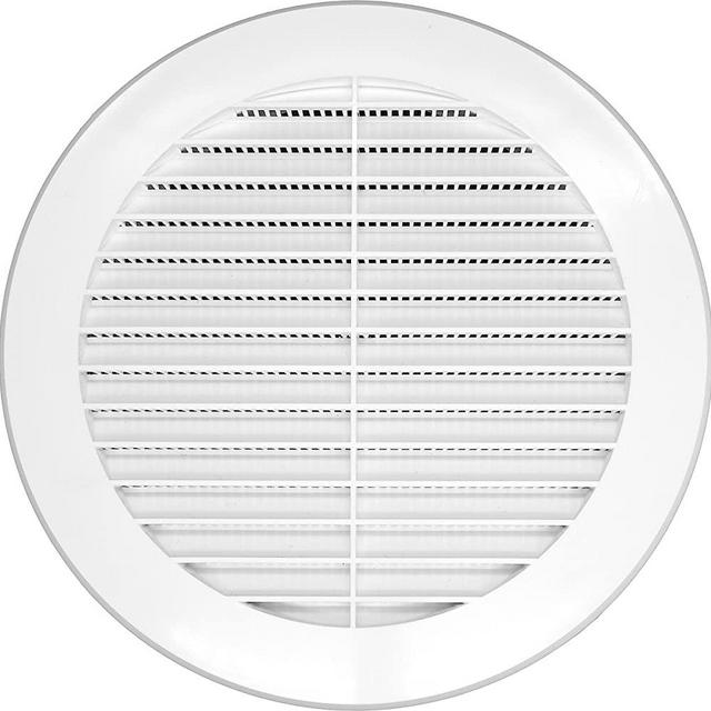 Vent Cover - Round Soffit Vent - Air Vent Louver - Grille Cover - Built-in Fly Screen Mesh - HVAC Ventilation (6'' Inch, Plastic - White)