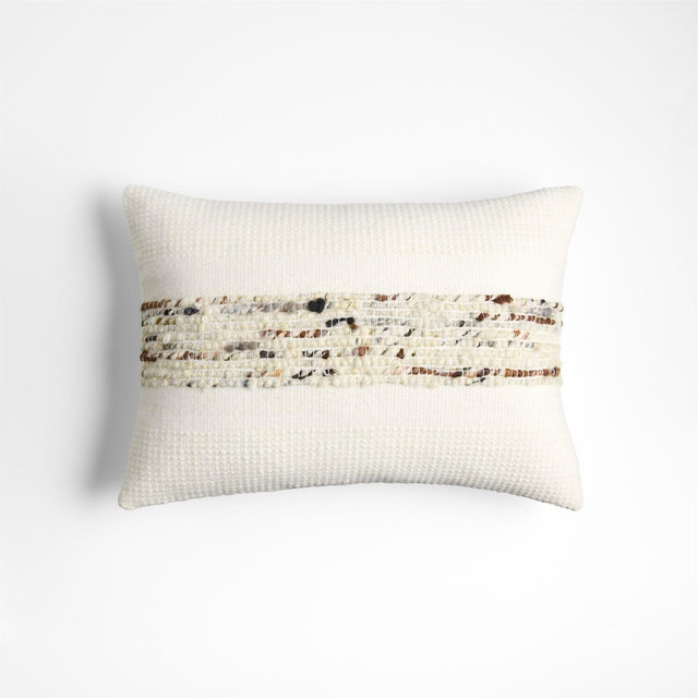 Bozeman Wool Blend 22"x15" Arctic Ivory Throw Pillow Cover