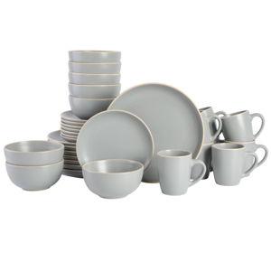 Gibson Home 32pc Stoneware Rockaway Dinnerware Set Gray: Dishware Set, Service for 8, Includes Plates, Bowls & Mugs