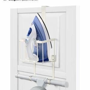 ORLESS Over The Door/Wall Mount Ironing Board Hanger, Laundry Room Iron and Ironing Caddy Board Storage Holder White