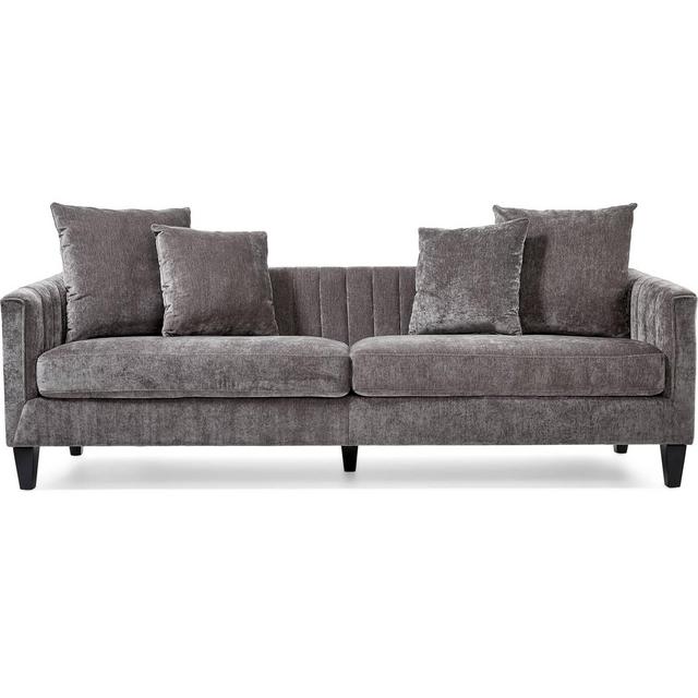 Celeste Channel Tufted Sofa Gray Crushed Velvet - Adore Decor